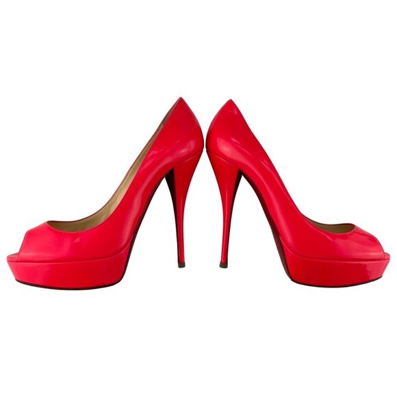 Christian Louboutin Rose Paris Fluo Patent Leather Troca 140 Pink Pumps Size 39 - Picture 6 of 13